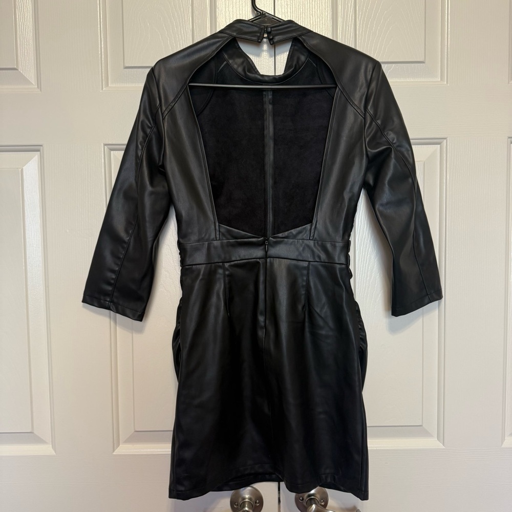 Zara Faux Leather Cutout‑Back Mini Dress – Black, Size S - Picture 6 of 6